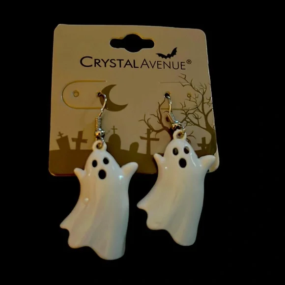 Ghost dangle enamel earrings by Crystal Avenue - Picture 1 of 2